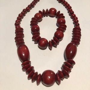 Matching Wooden Necklace and Bracelet